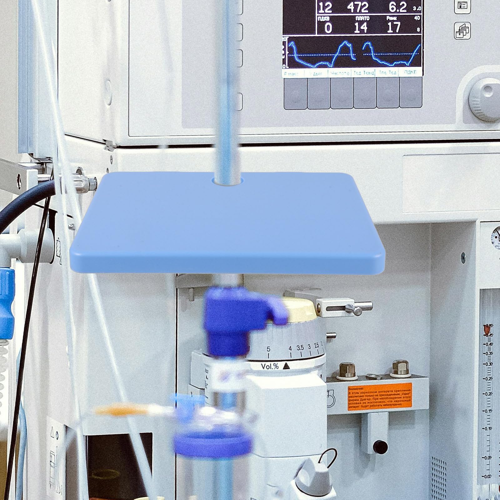 SHINEOFI Plateau de Support à Perfusion en Abs Bleu Poignée Confortable, Compatible Divers Supports de Perfusion, Design Solide et Élégant pour Patients