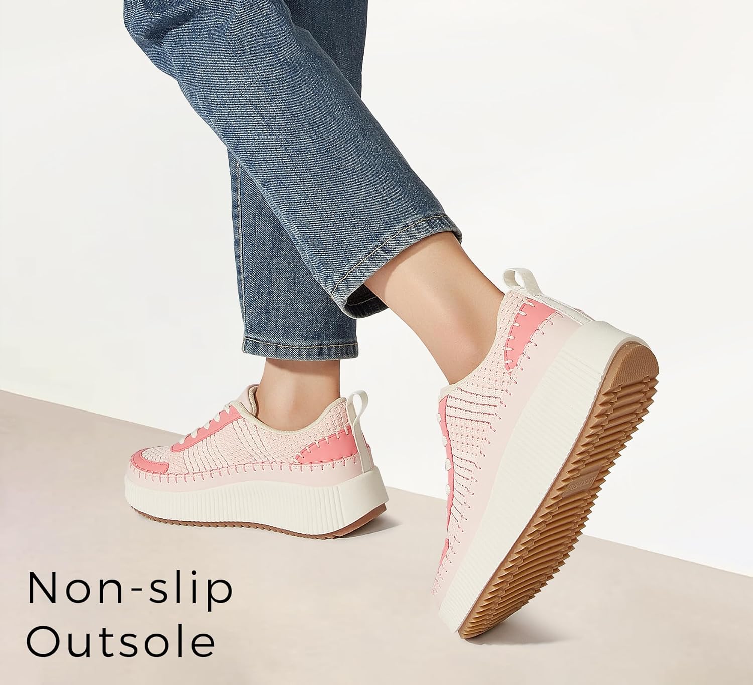 LUCKY STEP Women's Platform Sneakers Rhinestone Fashion Chunky Casual Sparkly Retro Braided Walking Shoes - Image 2