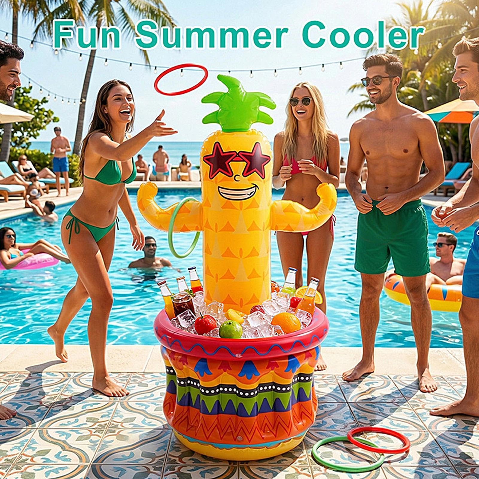 Porte-gobelet gonflable pour fêtes Cooler gonflable en forme d'ananas 122