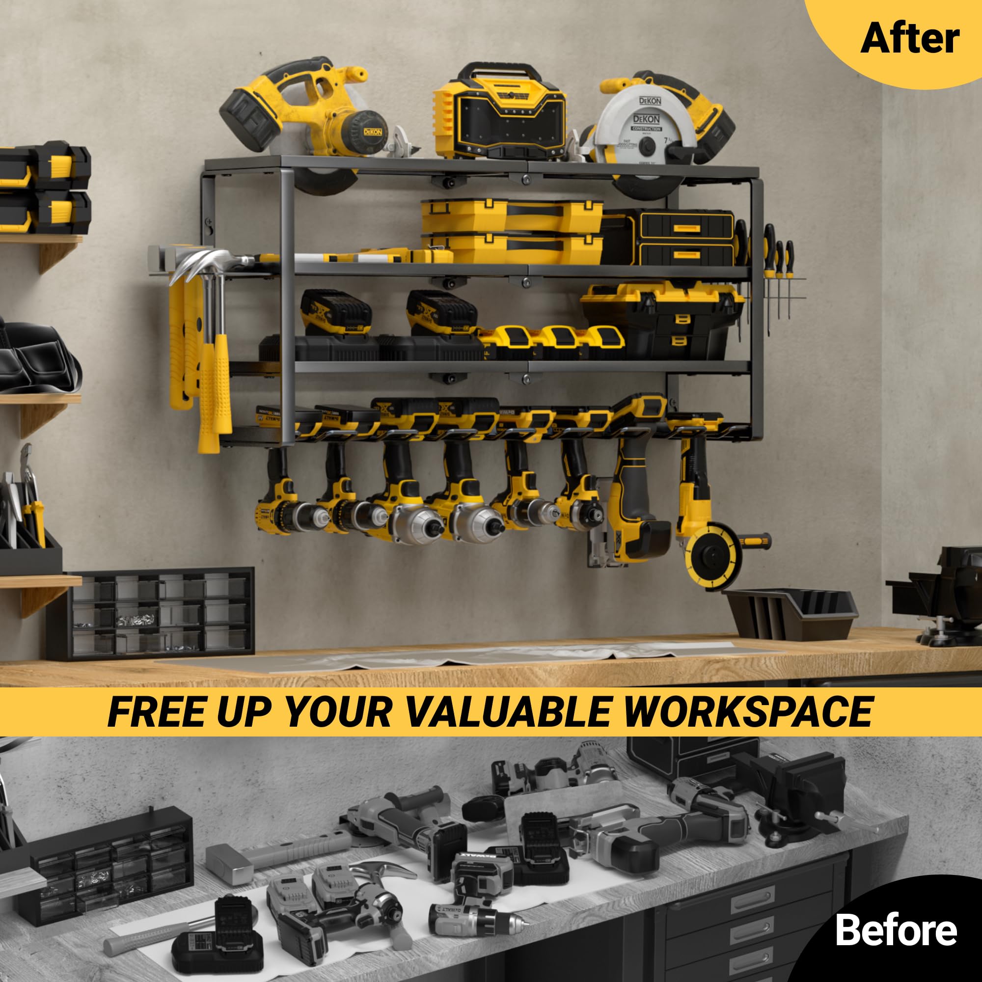 Drill Holder & Battery Charging Station For Garage Heavy - View #2