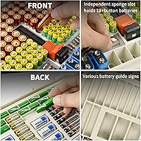 Vista 5 de Estuche organizador de baterías con probador, capacidad para 269 baterías, caja de doble cara para AA AAA 4A C D Cell 9V 3V litio LR44 CR2 CR123