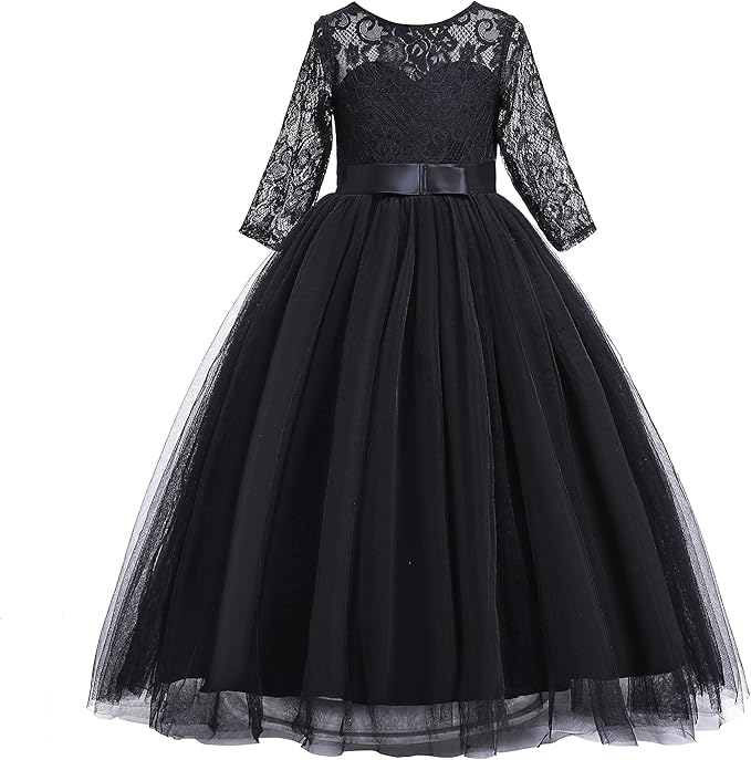 Glamulice Full Lace Flower Girls Dress Long A Line