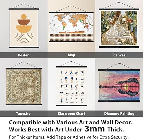 Miniatura 7 de HONKKI Marco Magnético para Colgar Pósteres para 50x70 50x32 50x40 Pósteres de Películas y Música Arte de Pared, Marcos de Fotos de Madera Negra