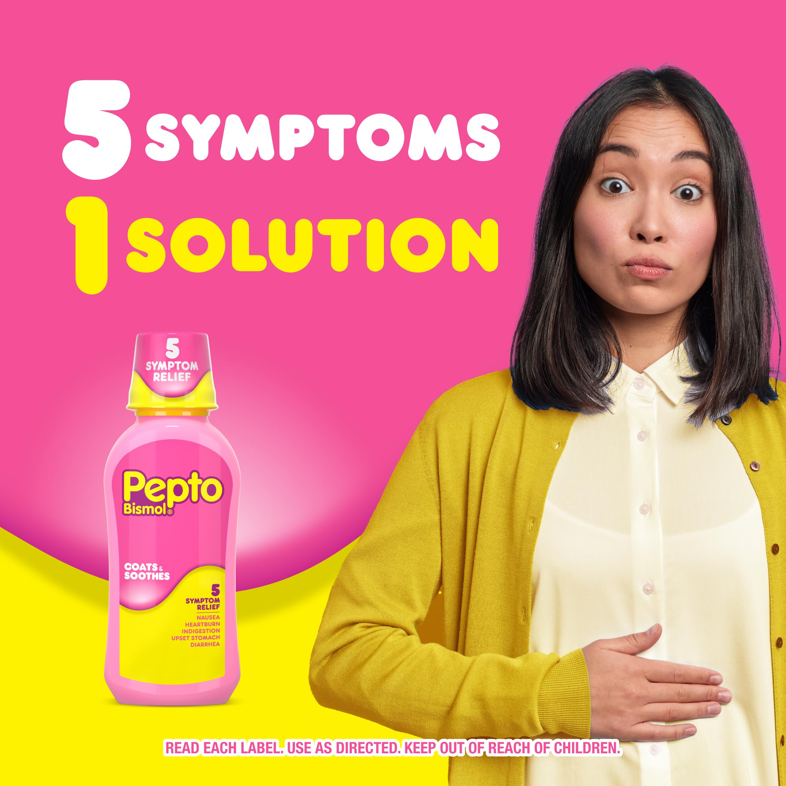 Pepto Bismol Liquid, Upset Stomach Relief, Nausea Relief, Heartburn Relief, Indigestion Relief, Anti Diarrhea Medication for Adults - 5 Symptom Fast Relief, 2x12 oz (Packaging May Vary) — Amazon image 7