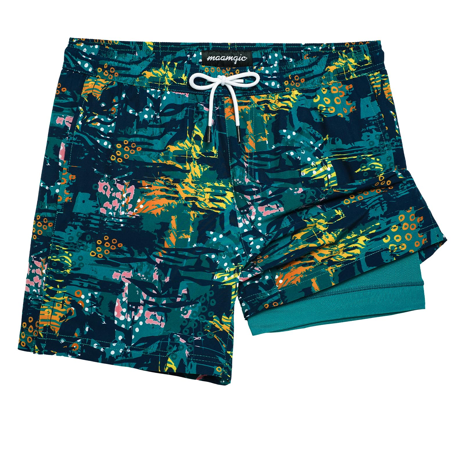 maamgic Mens 5 Inch Stretch Swimming Shorts Compression Liner Swim Trunks Swimwear Bathing Suits Beach Wear Swim Suits