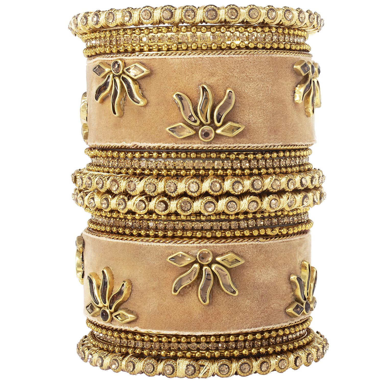 Peora Gold Plated Cream Velvet Silk Thread Chuda Chura Bangle Set Jewellery for Women Girls Navratri Gift (Size - 2.6) (B09S3H9KQP) Amazon Price History, Amazon Price Tracker