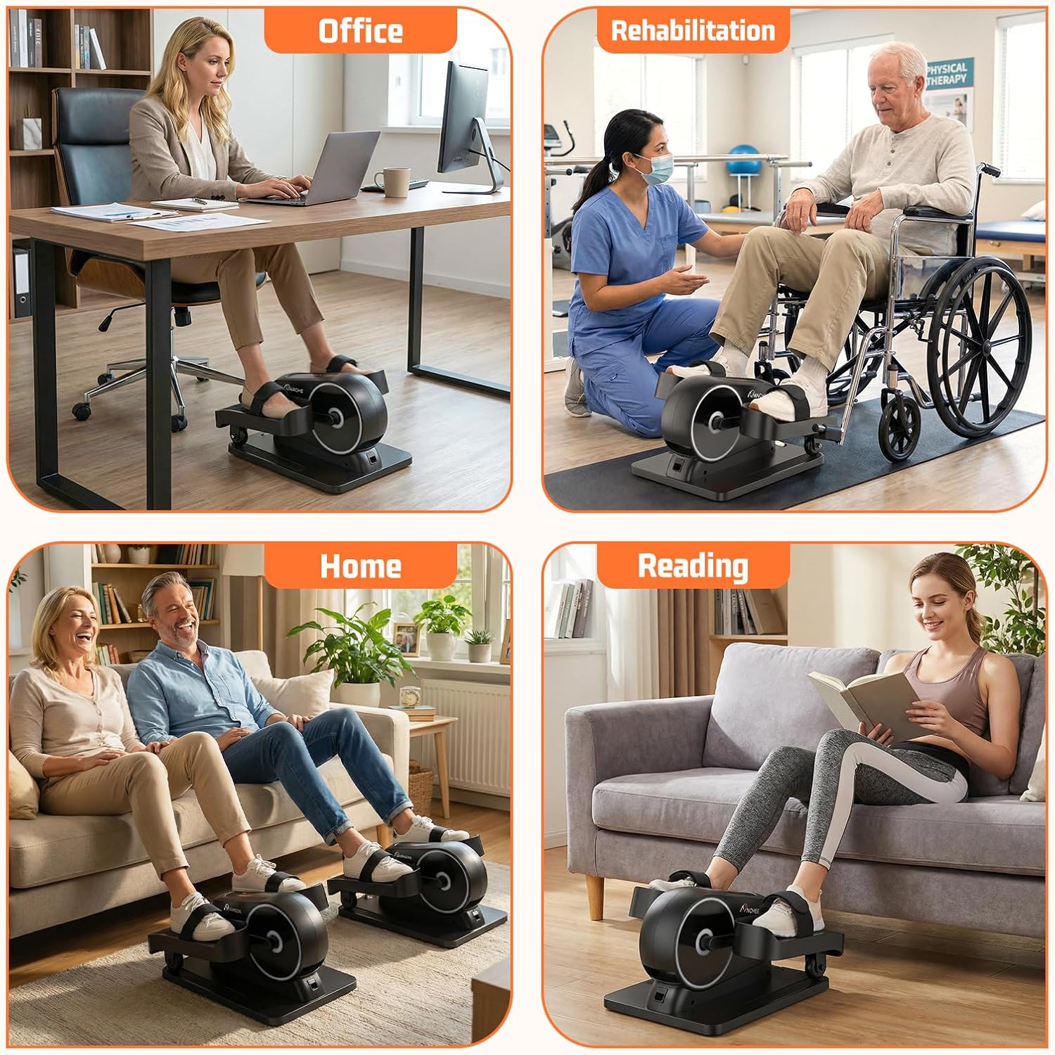 Under Desk Elliptical, Ultra-Silent Elliptical Machine for Home, Magnetic Control Leg Exerciser&12 Speeds Electric Elliptical for Seniors,100% Pre-Assembled Mini Elliptical Exercise Equipment for home