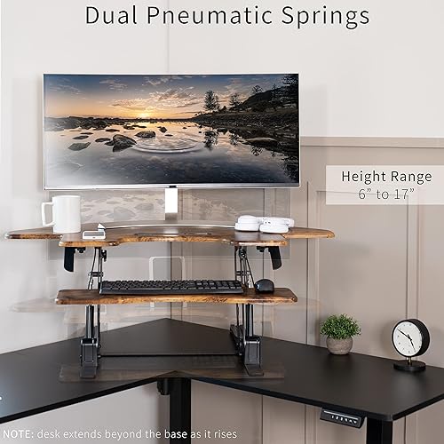 Miniatura 5 de VIVO DESK-V000VCN - Convertidor de escritorio de pie de altura ajustable de esquina de 43 pulgadas, serie V, estación de trabajo elevadora de