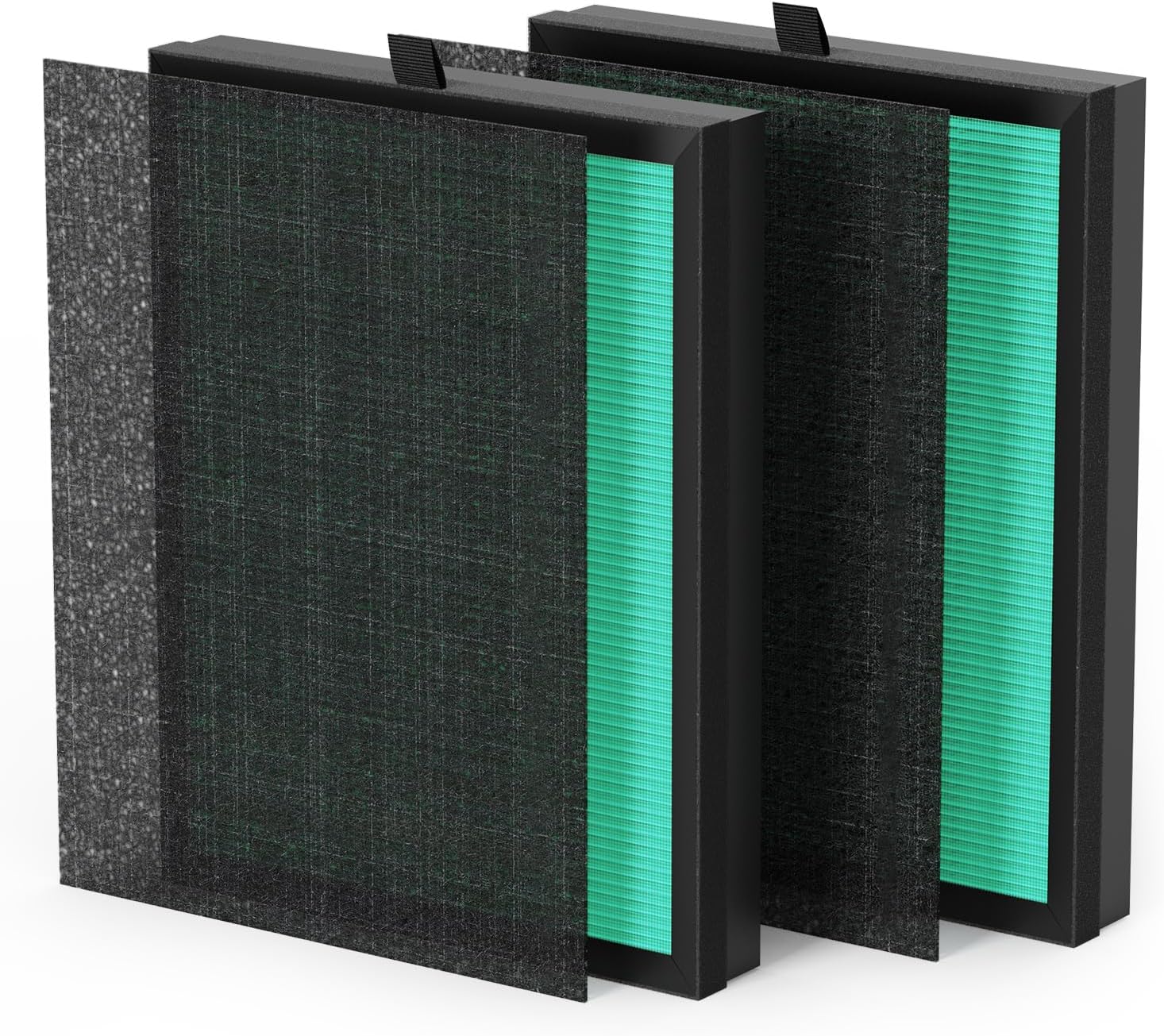 VOOPNU DH-JHD08 Air Filter Replacement 4-in-1 True H13 Filter for Pollen, Pet Dander, Hair, Smell, Dust - Pet Dander Version (Green), 2 Pack