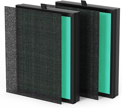 VOOPNU DH-JHD08 Air Filter Replacement 4-in-1 True H13 Filter for Pollen, Pet Dander, Hair, Smell, Dust - Pet Dander Version Green, 2 Pack