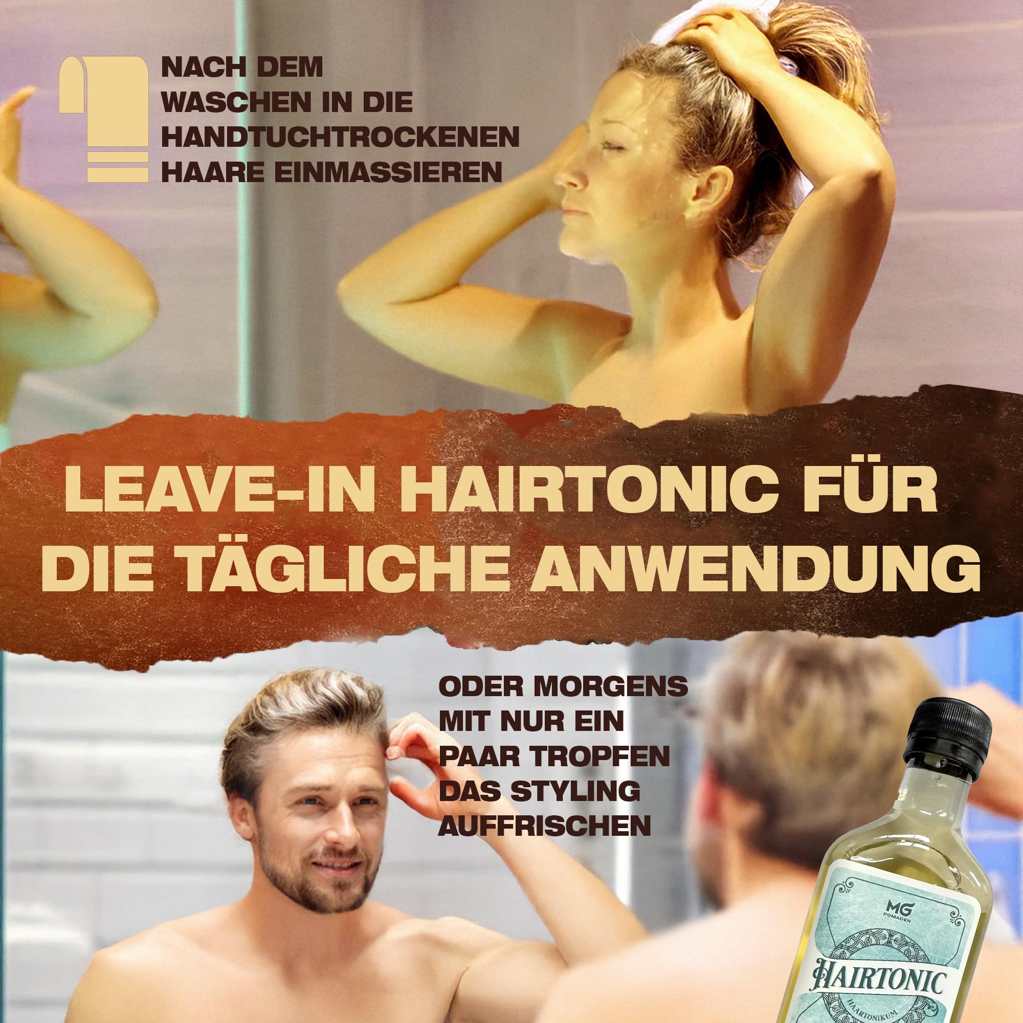 Hairtonic ICE, Kühleffekt durch Menthol, Haartonikum, Haarwasser, pflegend für Haar & Kopfhaut mit Koffein Brennnesselextrakt, Aloe-Vera-Saft, Avocadoöl, Panthenol, Unterstützt Haarwachstum