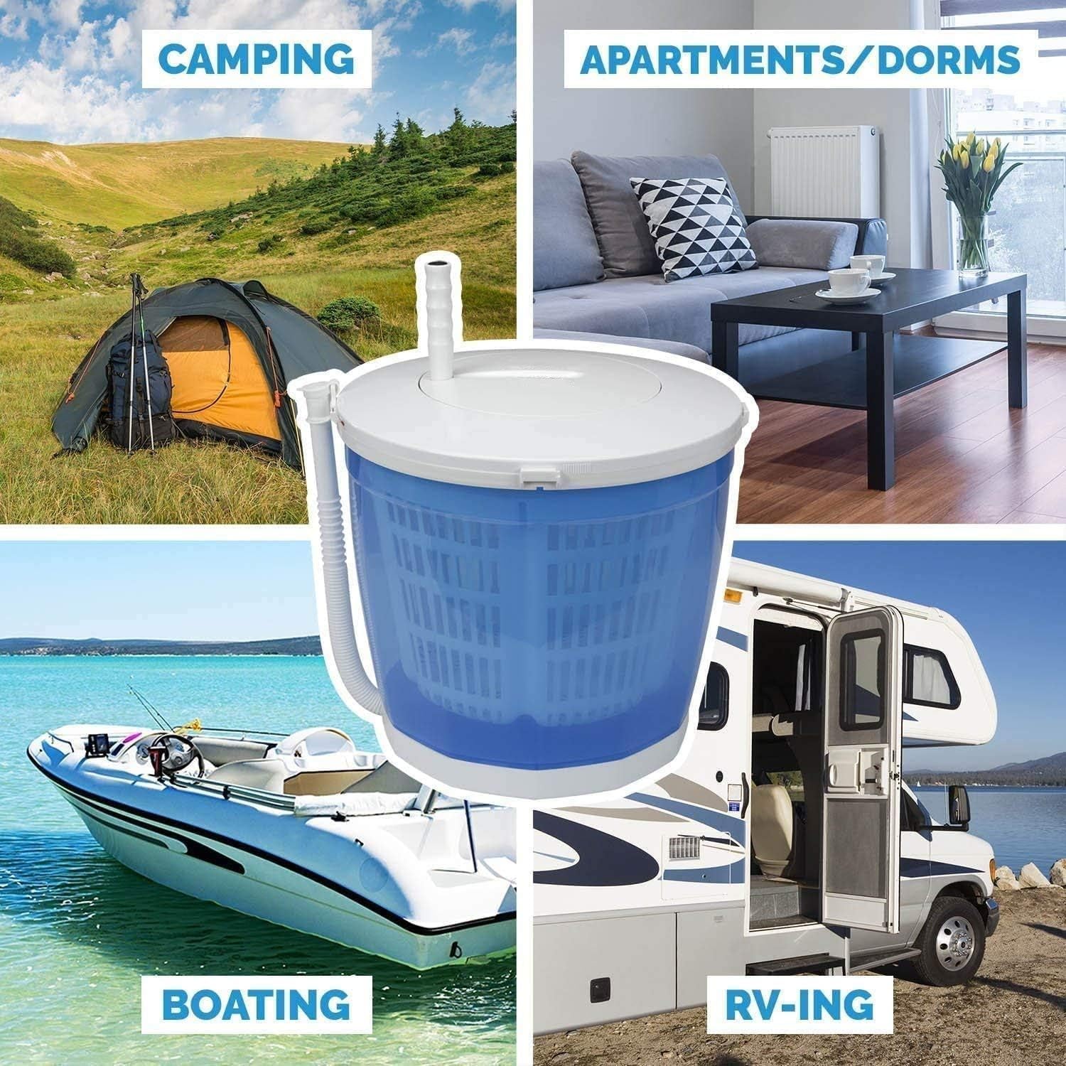 Mini Washing Machine Small Household Washing Machine Hand Cranked Manual Clothes Non-Electric Washing Machine and Spin Dryer, Counter Top Washer/Dryer for Camping, Apartments, Grey