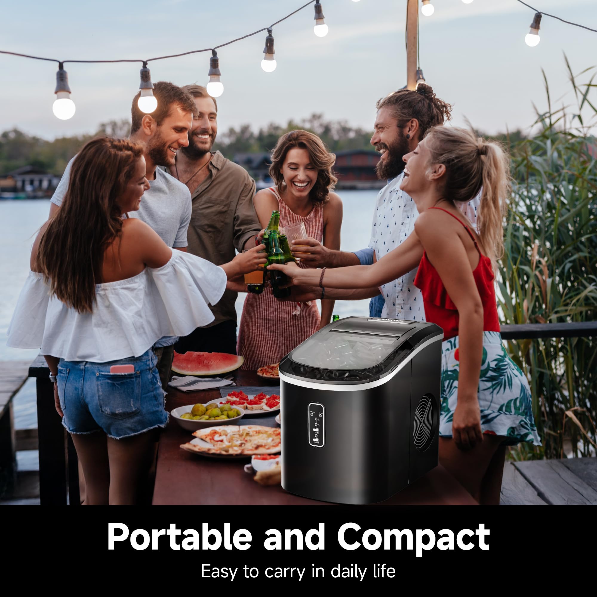Euhomy Ice Maker Countertop, 9 Cubes Ready In 6 Mins, 26.8 Lbs/24h, Self-Cleaning, Potable Ice Maker Machine With Ice Scoop And Basket For Home/Kitchen/Office on Fridge.com - View 6