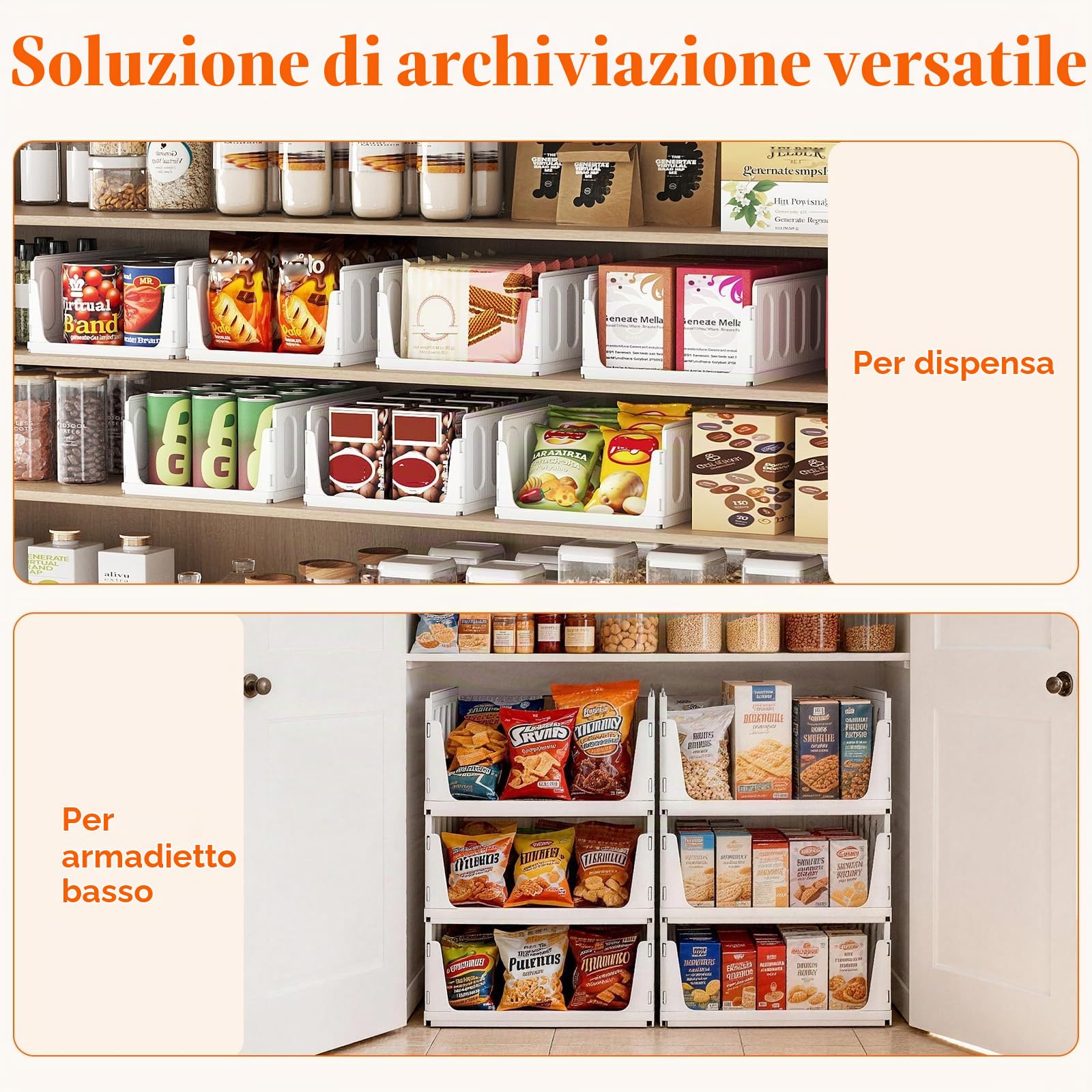 Lifewit Organizer Armadio Interno, Impilabili Contenitori per Vestiti, Contenitori con Cassetti Salvaspazio Estraibile, Scatole Portaoggetti per Cucina, Bagno e Camera da Letto, 20L, Bianco, 8 Pezzi | Sistema di organizzazione estensibile in plastica per