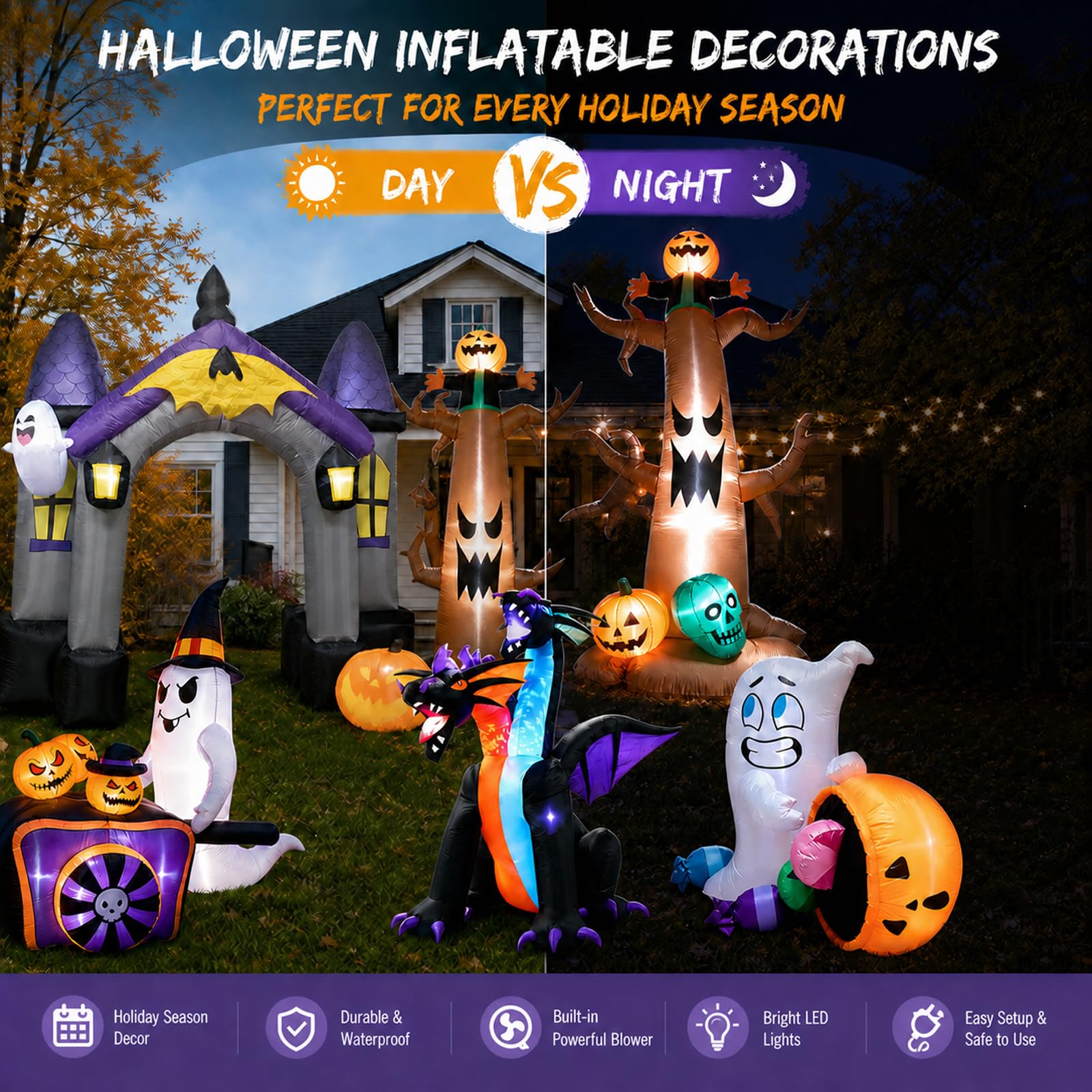Halloween Nadmuchiwane Figurki, Szybkie Pompowanie I Prosty Montaż, Do WewnąTrz, Na ZewnąTrz, PodwóRko, OgróD, Trawnik, PrzyjęCie, Dekoracja E