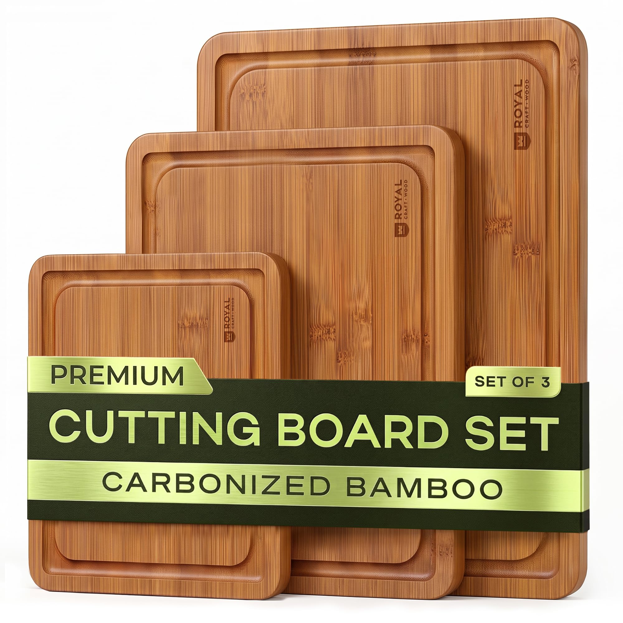 ROYAL CRAFT WOOD Wooden Cutting Boards for Kitchen Meal Prep & Serving - Bamboo Non Toxic…