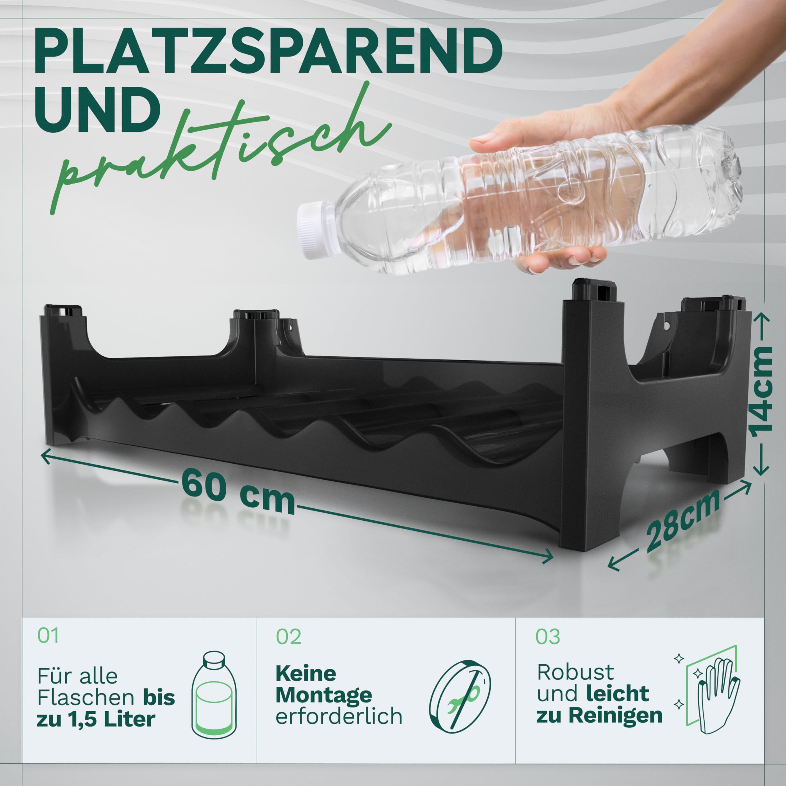 Novaliv Étagère à Bouteilles pour 36 Bouteilles en Plastique Recyclé - Extensible, Empilable, Noir - Système pour Boissons, Armoire à Spiritueux