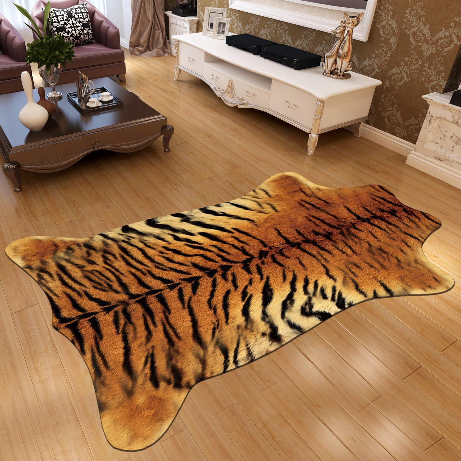Cooalinar Cowhide Rug,Cow Print Rug,Faux Cowhide Rug,Faux Fur Cowhide Rug,Faux Cowhide Skin Rug,Faux Animal Skin Rug,Faux Fur Animal Cow Hide Carpet,Animal Printed Area Rug For Living Room
