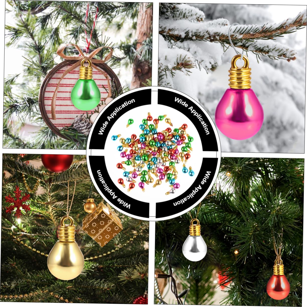 COHEALI 100piezas Decoración de Bombillas Redondas DIY de Cuentas de Plástico Hechas Mano Agujero Grande para Joyería Creativa Suministros para Manualidades de Navidad
