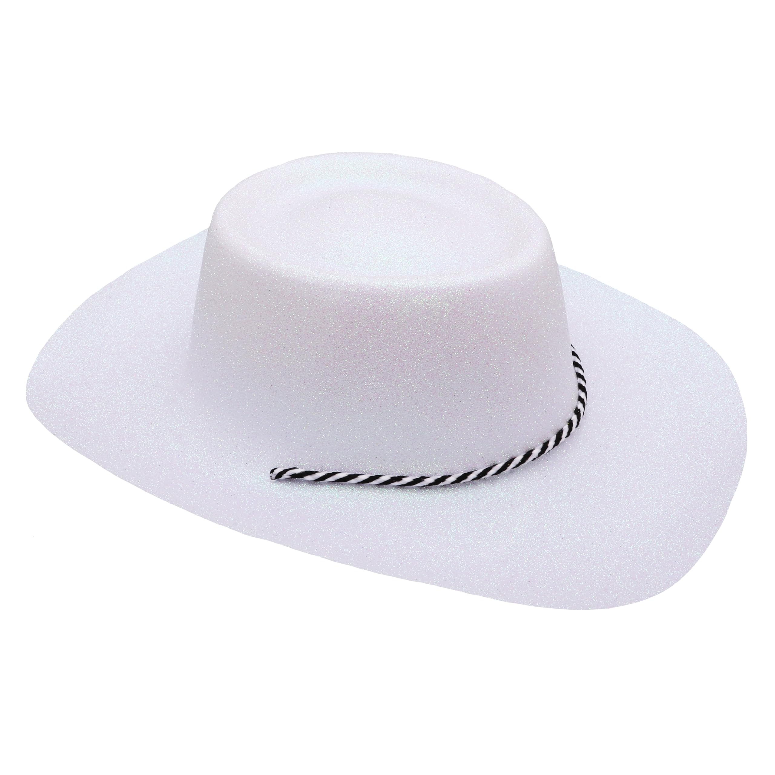 Toyland® Pack of 3-34cm (13") White Glitter Cowboy Hats - Festivals, Concerts, Fancy Dress & Hen Do Accessories - Image 2