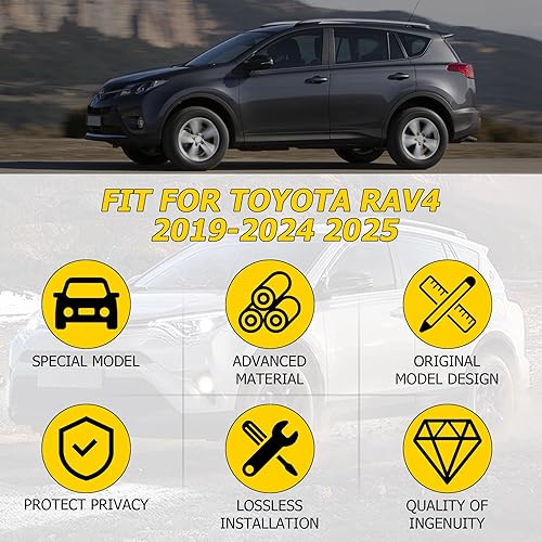 Miniatura 3 de AUXMART Cubierta de carga retráctil para Toyota RAV4 2019 2020 2021 2022 2023 2024 2025 cubierta de protección de seguridad de fibra de carbono,