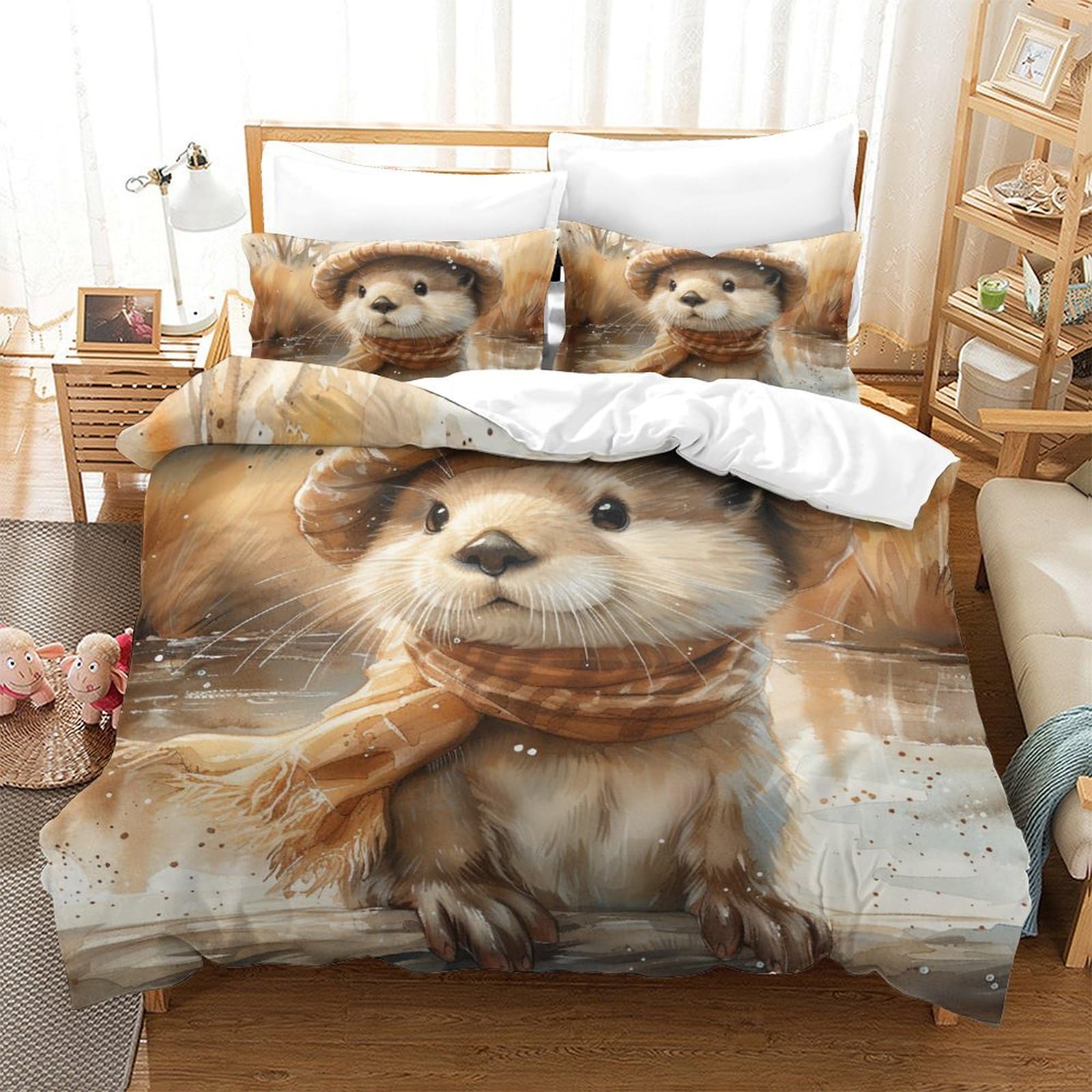 Housses de couettes loutre en microfibre respirante super douce 220x240cm