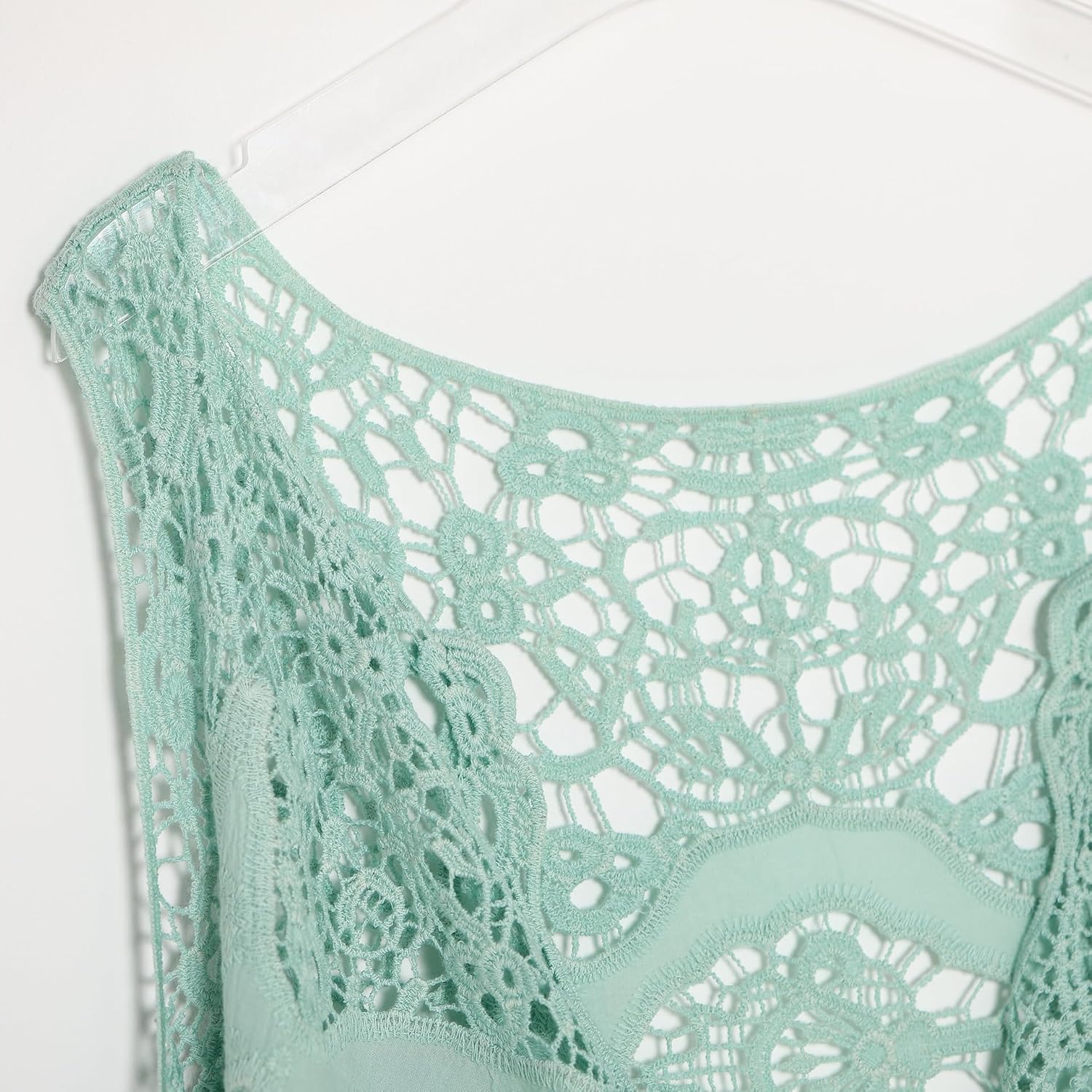 JASTIE Women Open Stitch Cardigan Boho Sleeveless Hippie Summer Hollow Out Solid Crochet Vest