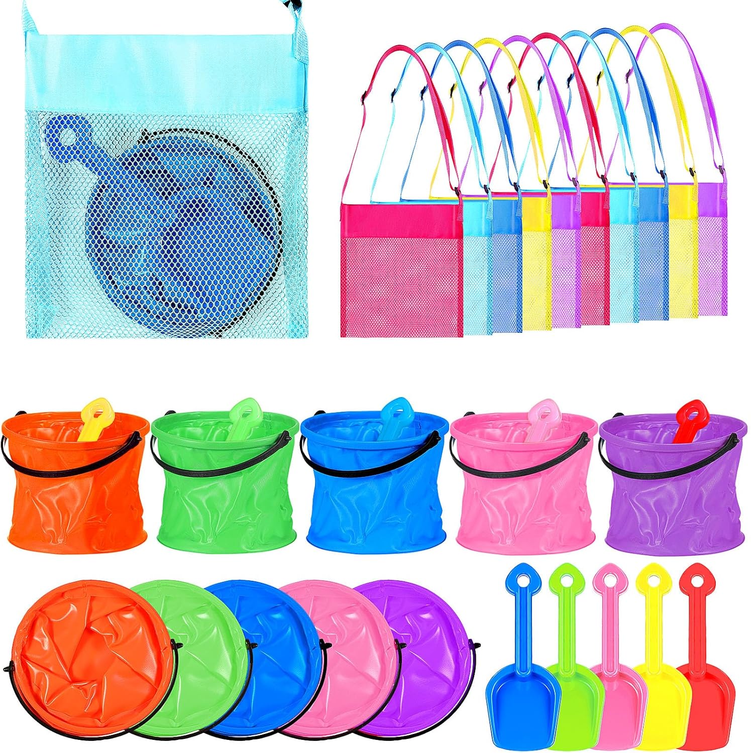 Libima 30 Pcs Collapsible Beach Toys, 10 Collapsible Sand