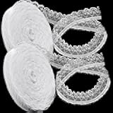 1.3CM x 10 Yards White Stretch Lace Trim,Elastic Floral Crochet Cotton Lace Ribbon for DIY Sewing, Bridal Wedding Dress Decoration, Crafts, Christmas Gift Wrapping