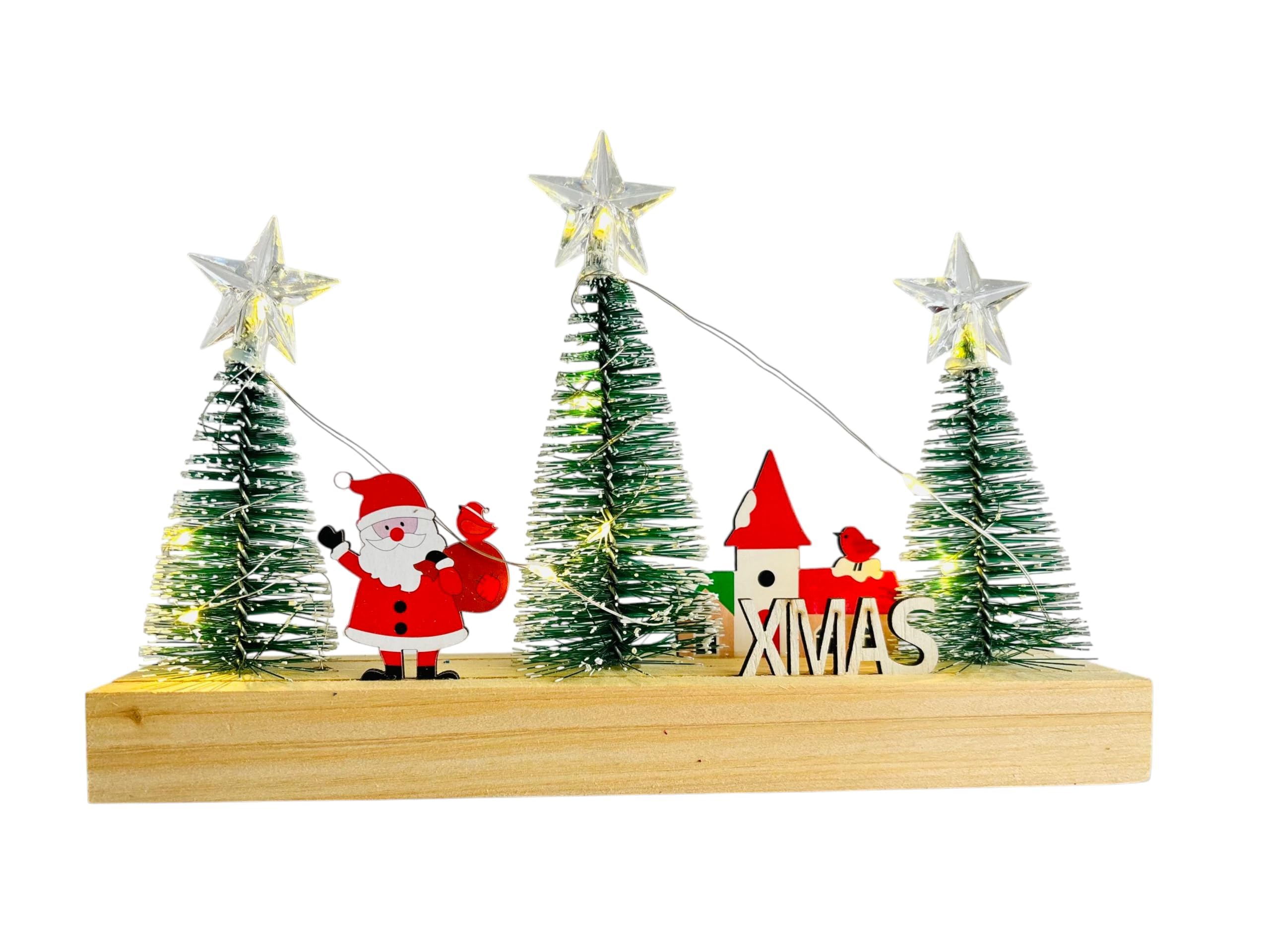 Artificial Christmas Tree Mini with Wood Base Pine Tree for Christmas Home Tabletop Decor Xmas Trees Decorations - 3pc 8 inch
