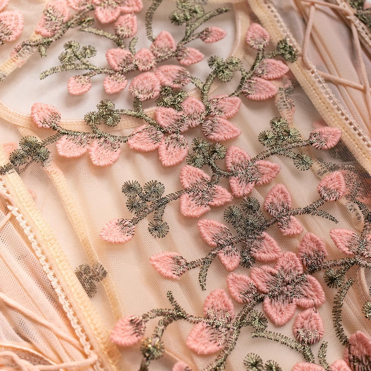 Women‘s Sexy Fun Up Lace Floral Embroidered Teddy Lingerie Bodysuit Top Mesh Sheer One Piece