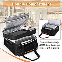 Vista 2 de Bolsa de transporte de parrilla de doble capa samdew, funda para parrilla compatible con Ninja GR101 Sizzle sin humo para interiores y plancha
