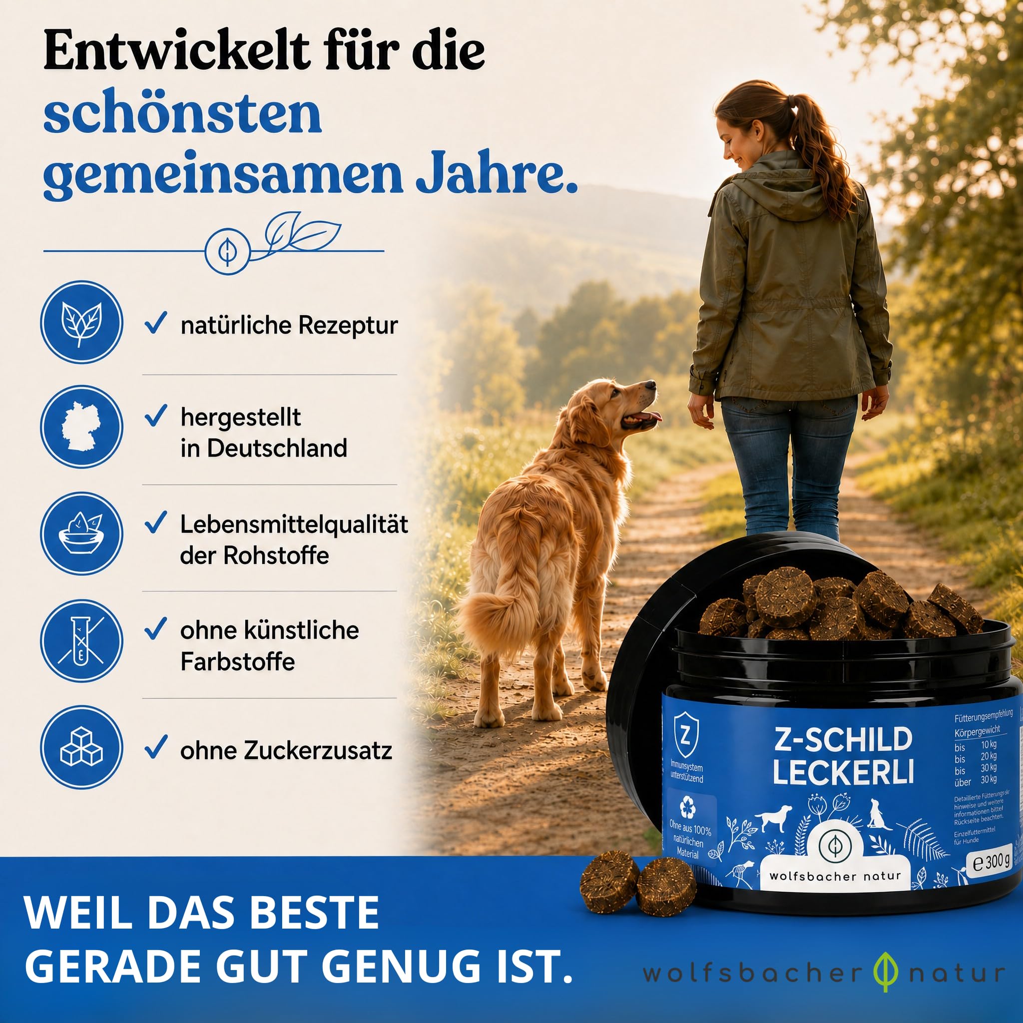 Z-Schild Snack für Hunde - Funktionssnacks für aktive Hunde | Z-Schild Leckerli 4 x | Mit Schwarzkümmelöl und Kokosöl für Schutz und Sicherheit