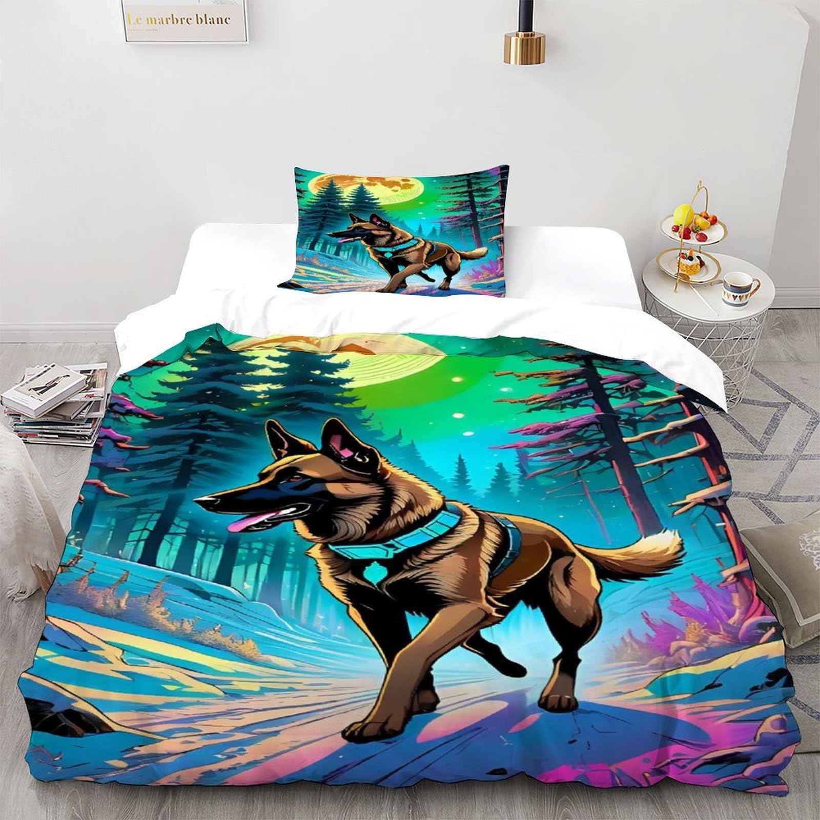 Parure de lit motif animal domestique housse de couette 135x200 microfine douce