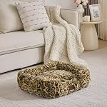 Washable Orthopedic Dog Bed,Rectangle Fleece & Luxury Pet Bed with Removable Zipper Cover & Anti-Slip Bottom,Suitable for Medium Large Dogs,30x25x7.5inches,Cream and Came