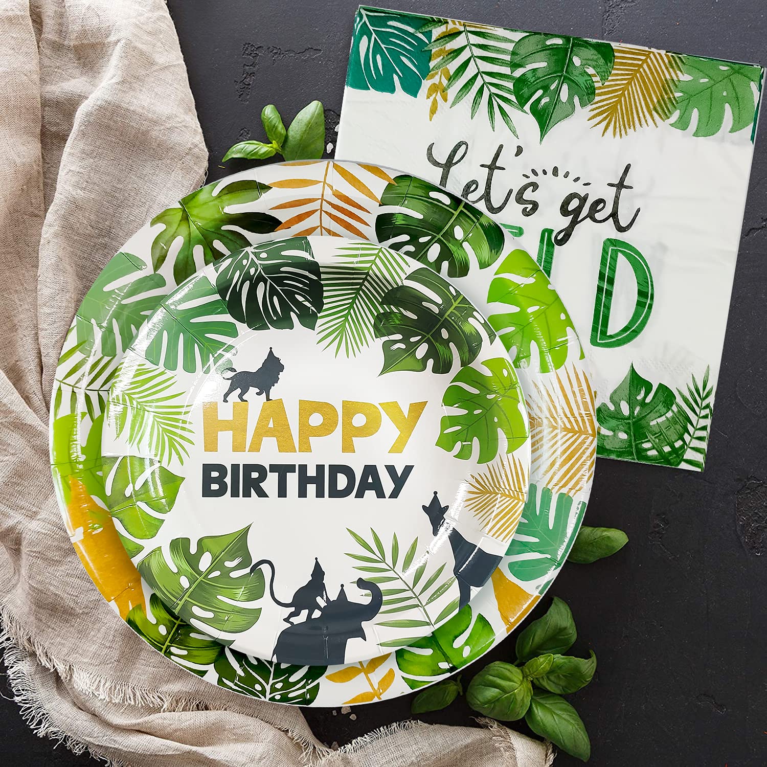 Safari Birthday Decorations Tableware Set Animal Jungle Theme Party Supplies Includes Plates