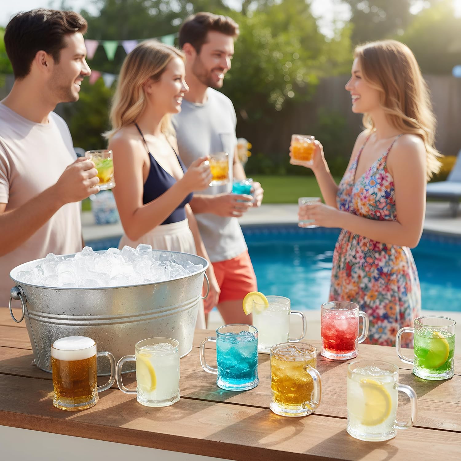 TOPZEA Set of 24 Mini Beer Mug, 5oz Mason Beer Mug Glass Beer Steins Tasting Glasses for Freezer, Heavy Base Beer Sampler Shots Glasses, Beverage Drinking Glasses with Handle