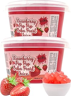 Fusion Select Bursting Boba Popping Boba Pearls Fruit Tea Snack Toppings (Strawberry, 2 Pack)