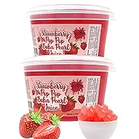 Vista 1 de Fusion Select Bursting Boba Popping Boba Pearls Fruit Tea Snack Toppings (Strawberry, 2 Pack)