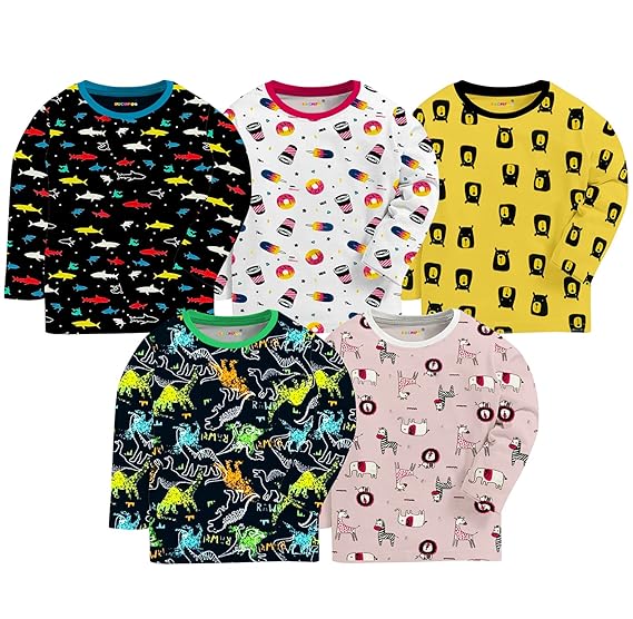 Kuchipoo 100% Cotton Baby Boys and Baby Girls T-Shirt - Pack of 5 (Tshrt-181)