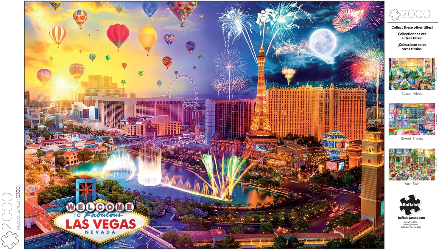 Buffalo Games - Fabulous Las Vegas - 2000 Piece Jigsaw Puzzle for Adults Challenging Puzzle Perfect for Game Nights - 2000 Piece Finished Size is 38.50 x 26.50