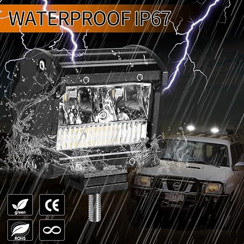 Miniatura 4 de Cápsulas de luz de 4 pulgadas de 72 W, combo de luz blanca de trabajo de 7200 lúmenes, luces de conducción todoterreno, luces de trabajo para