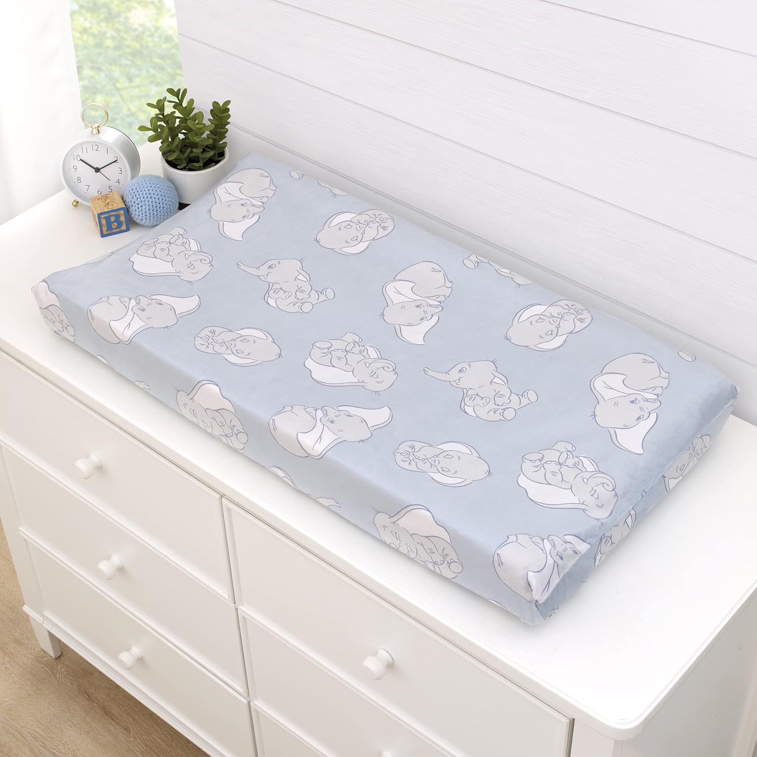 NoJo Disney Dumbo Purple Changing Pad Cover Sweet Little Baby Light Blue and White Super Soft Contoured