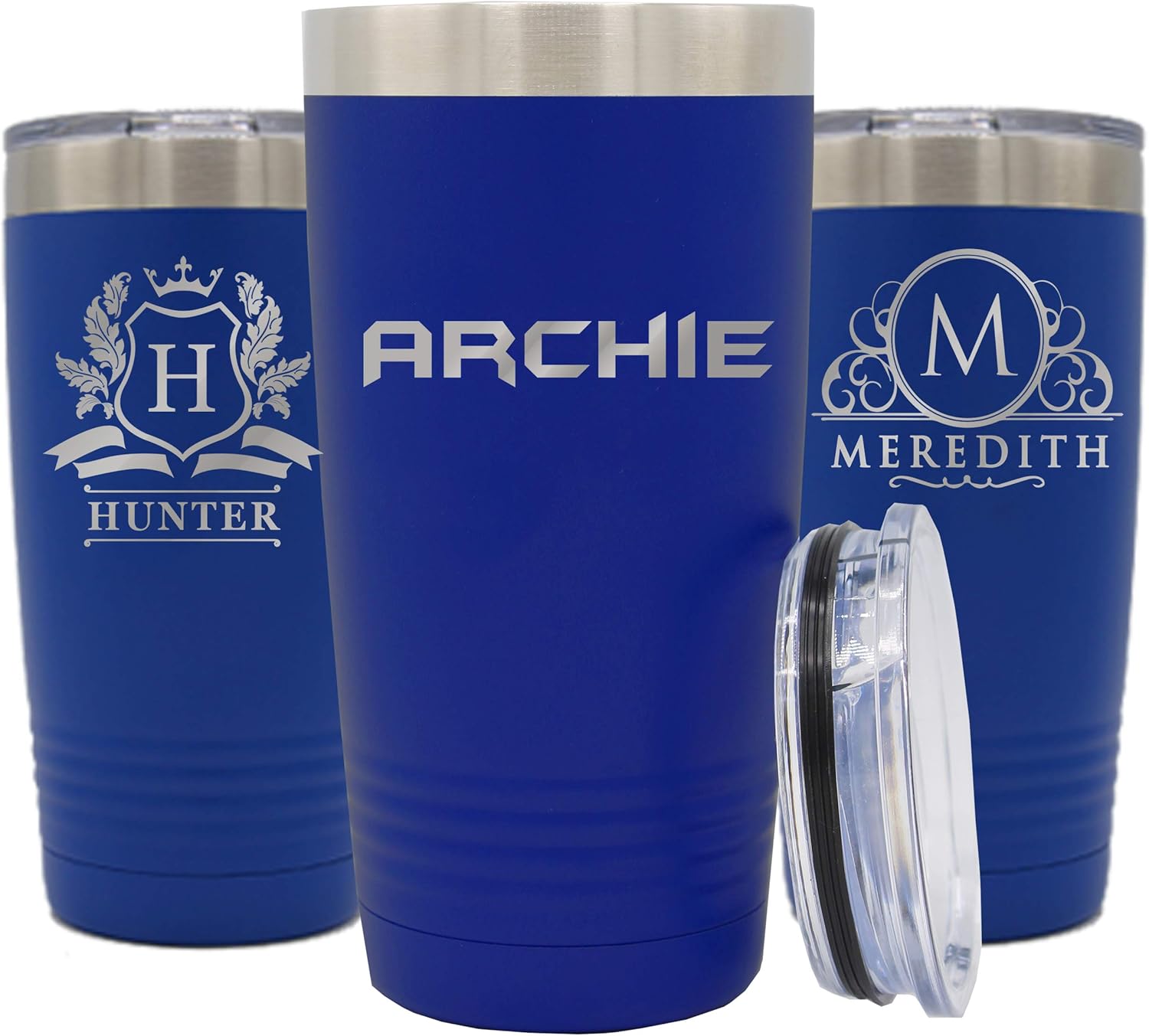 20 oz Custom Engraved Vacuum Insulated Double - Wall Stainless Steel Travel Tumbler With Your Personalized Name (Royal Blue) - Image 3
