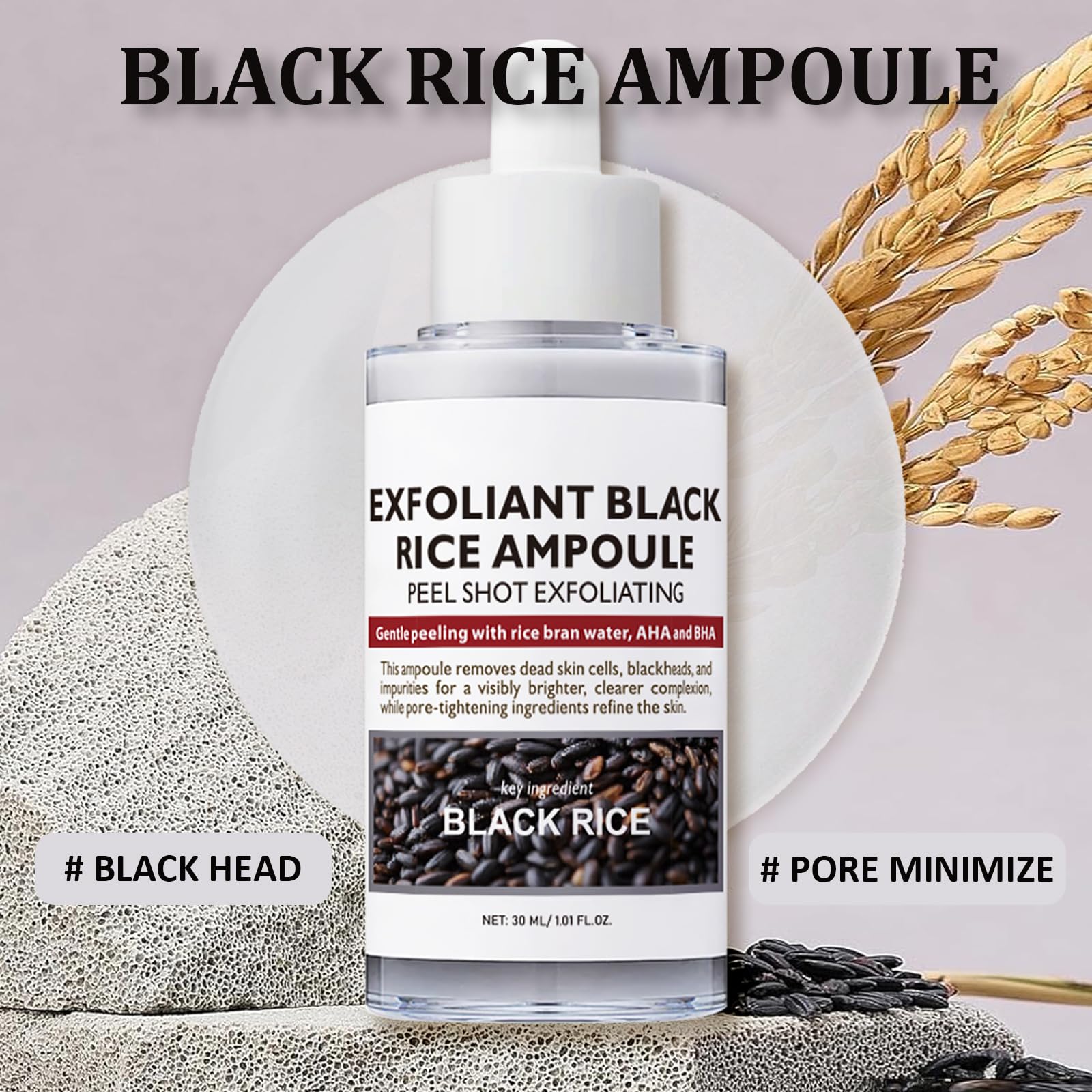 Peel Shot Glow Rice Ampoule, Black Rice Face Exfoliator, Pore Minimizer For Gentle Exfoliation & Hydration - Image 2