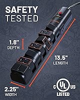 Vista 4 de ECHOGEAR VoltSpin - Regleta de alimentación con protector de sobretensiones, enchufes giratorios, enchufe plano, cable largo y agujeros de montaje