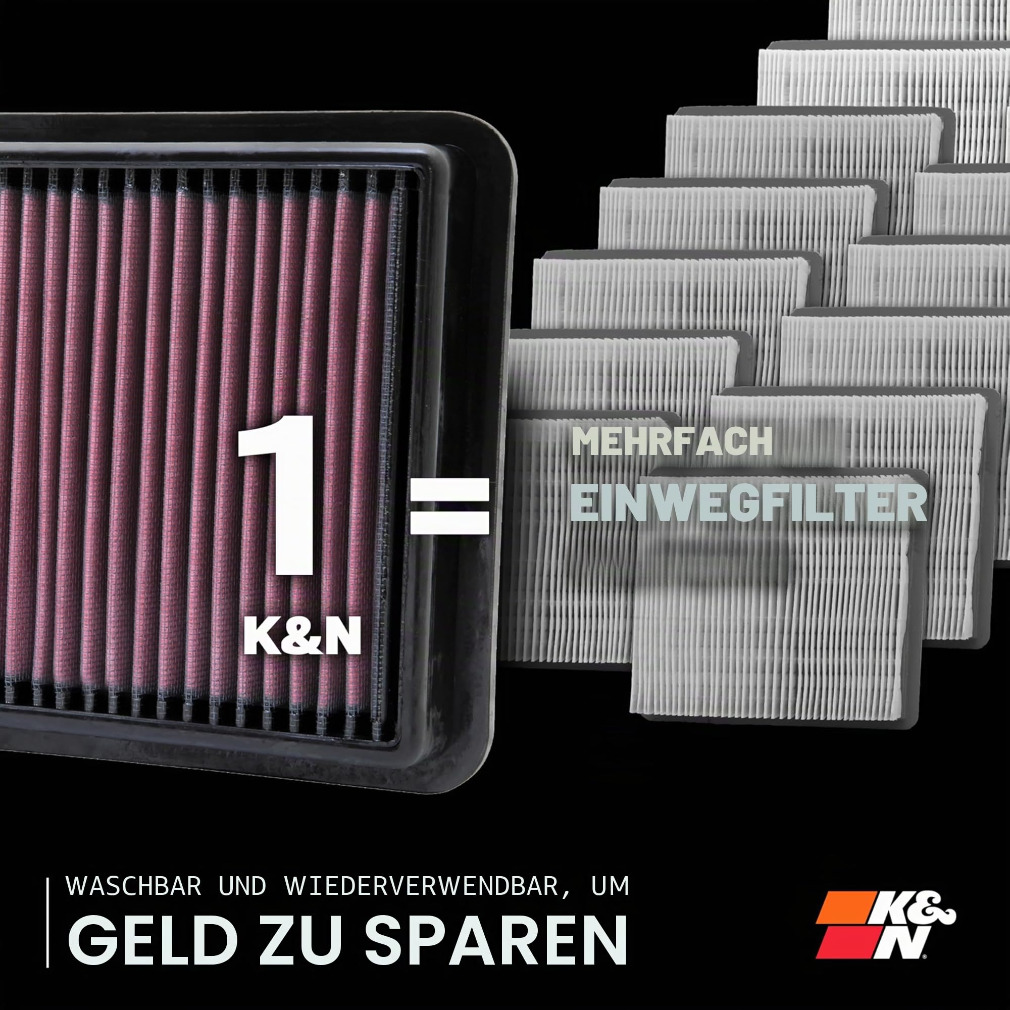 K&N Motorluftfilter 33-3005: Hochleistung, Abwaschbar, Ersatzfilter, Erhöhte Leistung, 2012-2024 (Golf, Tiguan, Passat, Polo, A3, Q2, S3, TT, Ateca, Leon, Laroq, Octavia).