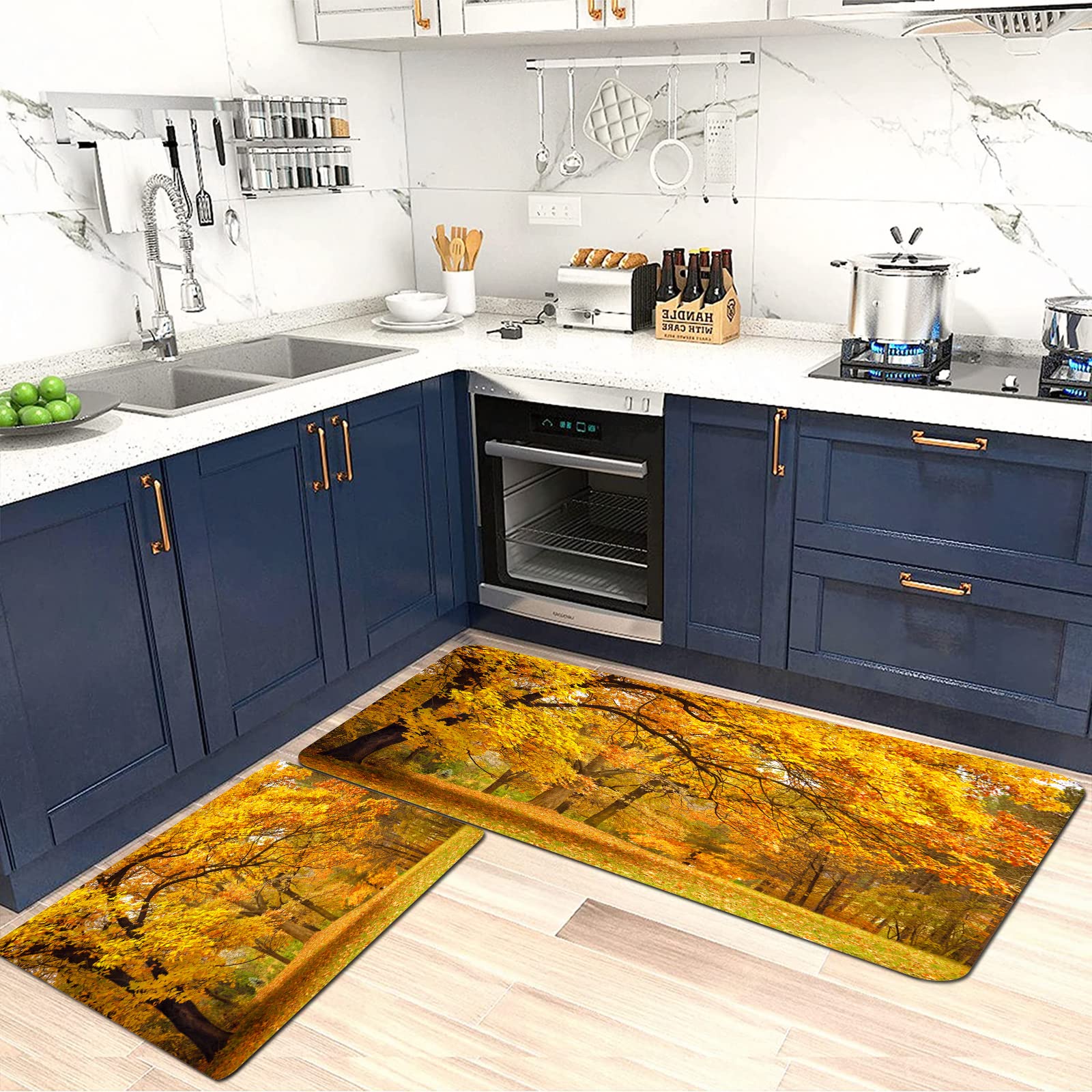 Tapis Cuisine/Bain Automne Feuille D'Érable - Antidérapant, Lavable - 80x200 Cm - Absorbant, Pour Couloir, Entrée