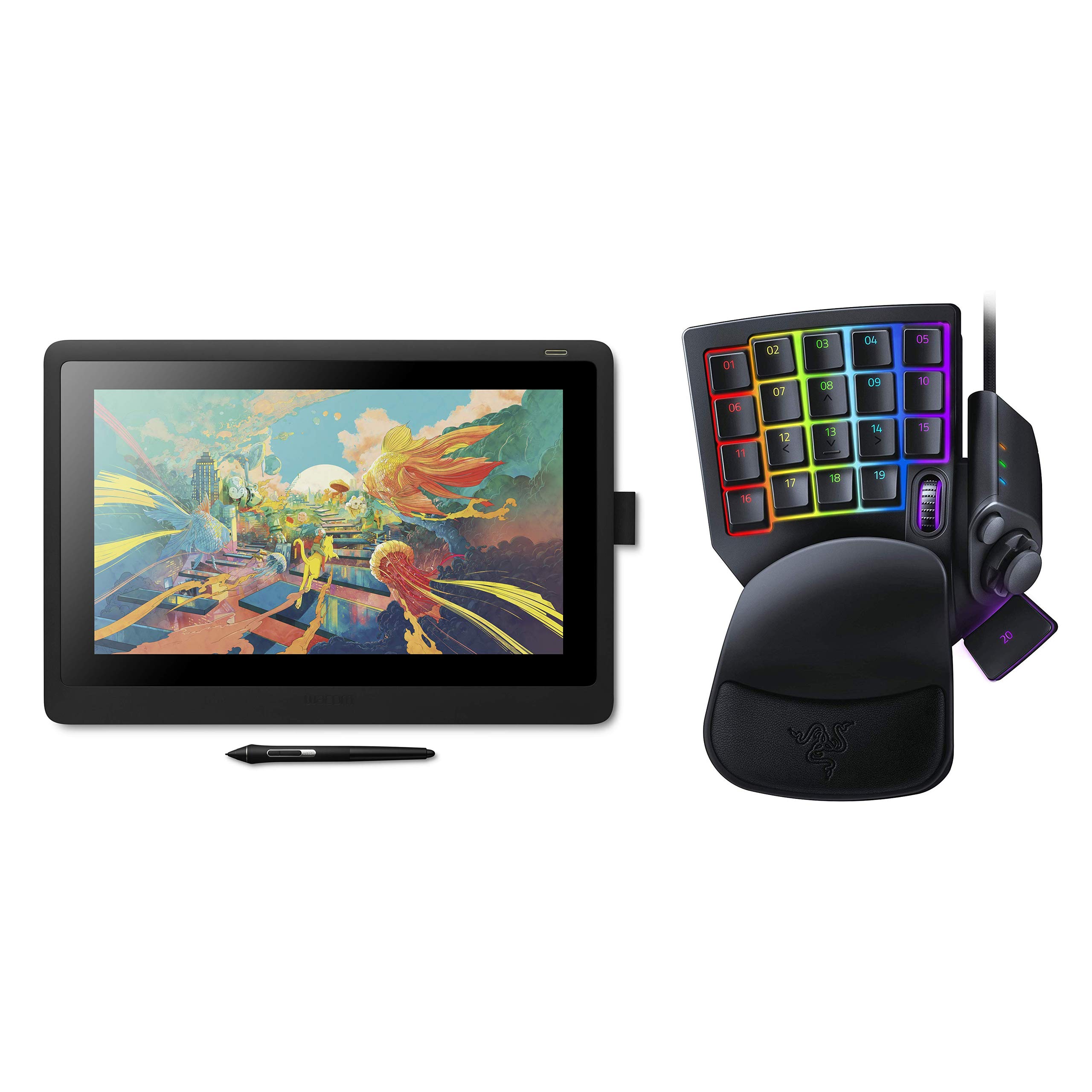 【Amazon.co.jp限定】 ワコム 液タブ 液晶ペンタブレット Wacom Cintiq 16 FHD ブラック 黒 アマゾンオリジナルデータ  DTK1660K1D + Razer Tartarus Pro 左手キーパッド