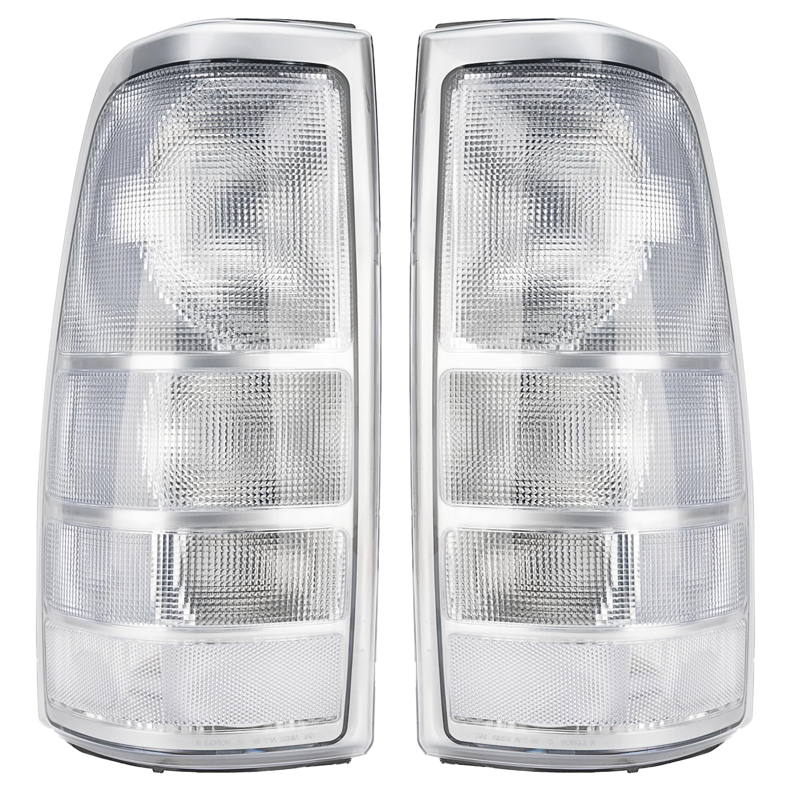 Tail Light Assembly Compatible With 1999-2002 Chevy Silverado 1500 2500 3500 1999-2006 GMC Sierra Driver and Passenger Side Rear Brake Lamps With Bulb,Chrome Housing+White Clear Lens